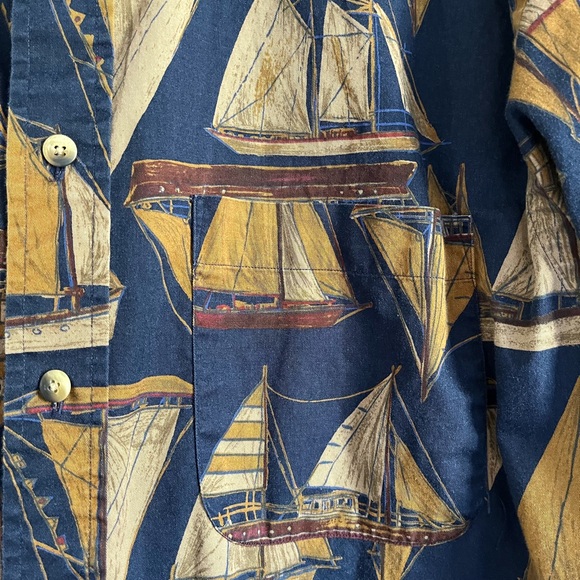 Vintage Sailboat Long Sleeve Button Down Shirt Large - Picture 7 of 12